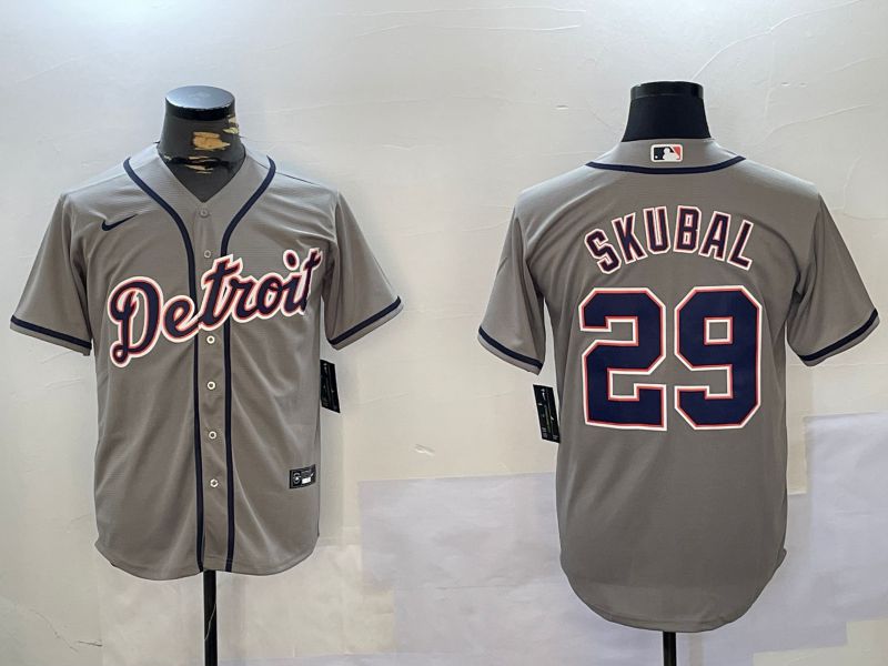Men Detroit Tigers #29 Skubal Grey Game 2024 Nike MLB Jersey style 1->detroit tigers->MLB Jersey
